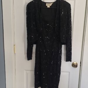 Stenay Elegant Black Sequin Long Sleeve Dress